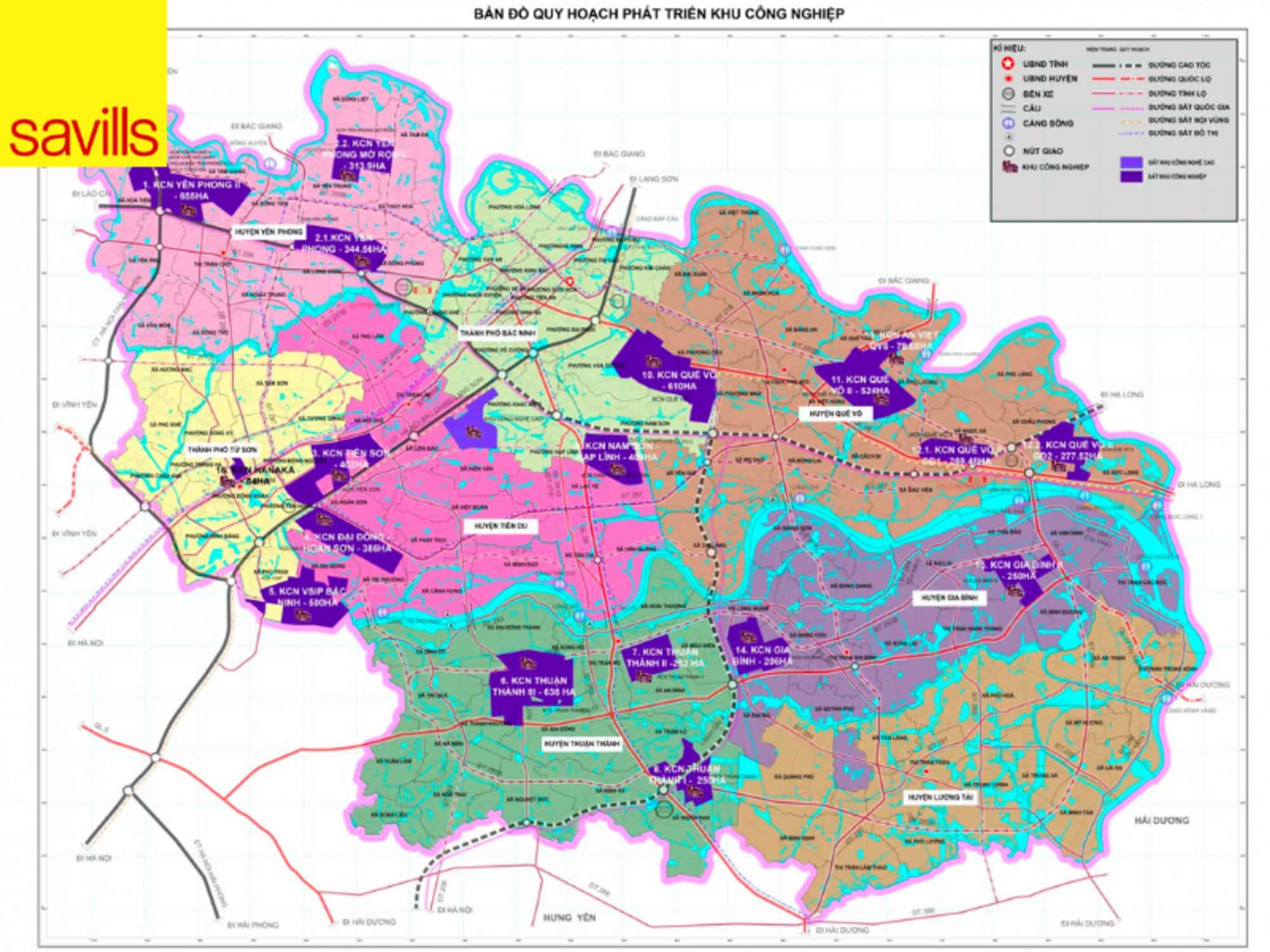 Bản đồ vị trí các khu công nghiệp Bắc Ninh