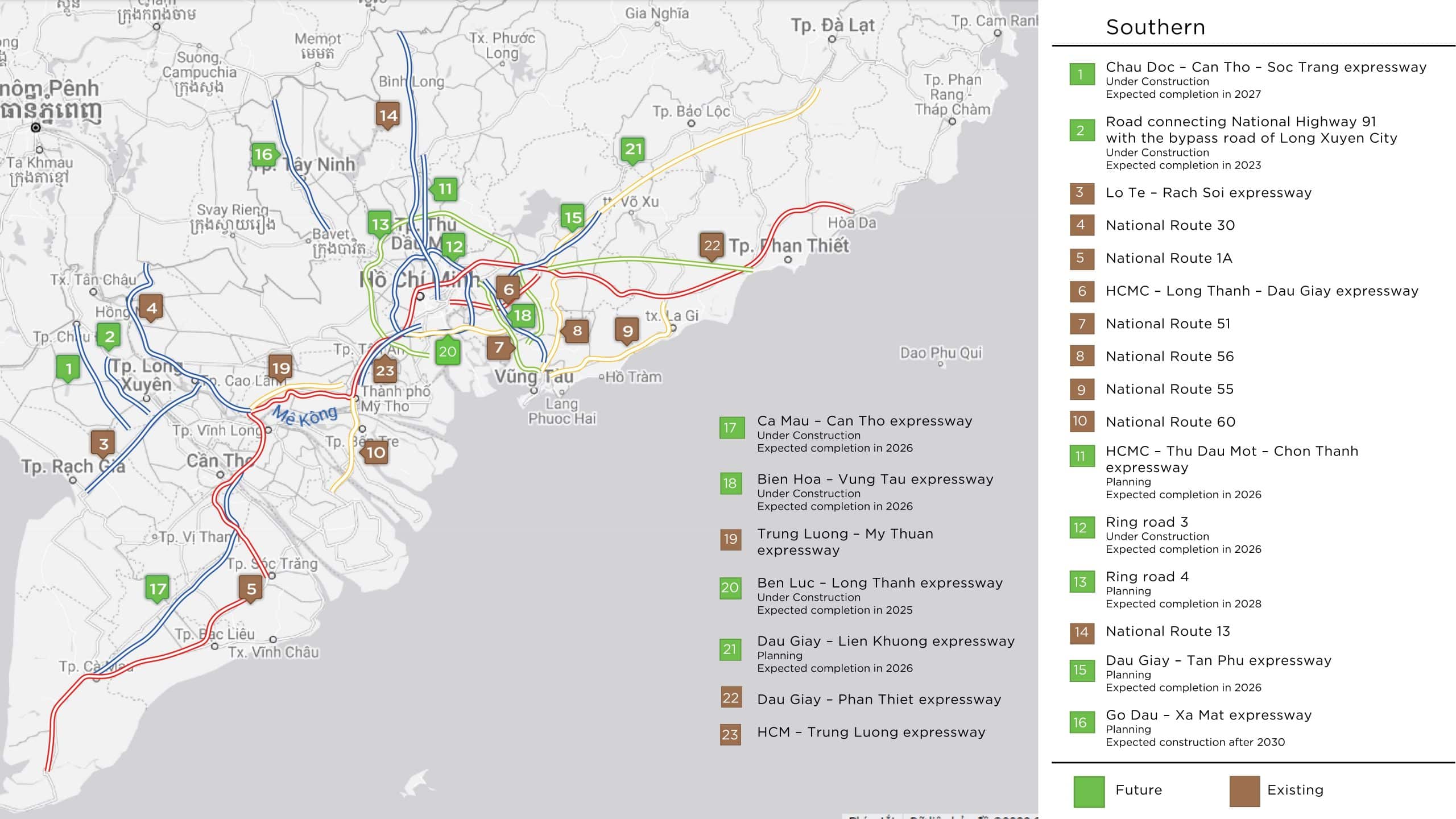 Existing and Future Infrastructure in Southern Viet Nam 