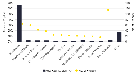 Newly Registered Manufacturing FDI by Industry, H1/2026